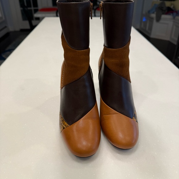 SEE BY CHLOE WOMEN'S BROWN TAN & SNAKE SKIN LEATHER ANKLE BOOTS US 7 EU 37 - Picture 13 of 13